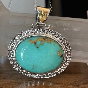 Pangea Mines 30x23mm Oval #8 Turquoise Pendant